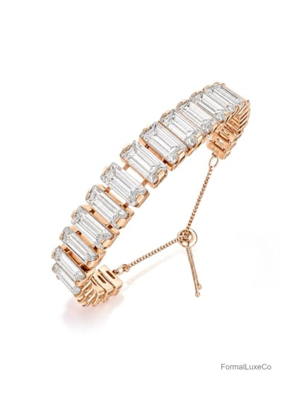 Austrian Crystal Tennis Bracelet 14K Gold-Plated Adjustable Slider Clasp
